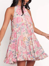 Floral Print Sleeveless Tiered Mini Dress