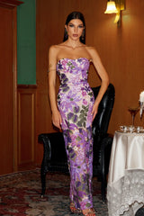 Aleka strapless mesh sequin maxi backless dress