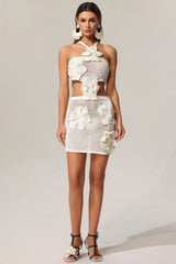 Jella Knitted Flower Mini Dress