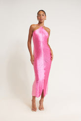 CELEB FUR IRREGULAR MAXI DRESS