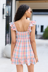 Megan Pink Plaid Ruffle Dress