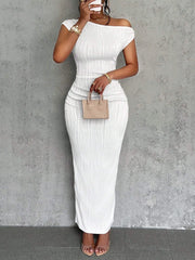 Asymmetrical One Shoulder Bodycon Maxi Dress
