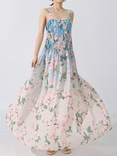 Floral Print Pleated Maxi Dress