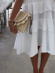 Ruffled Tie Shoulder Mini Dress