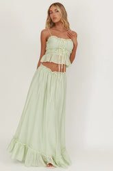 Maidens Tie Detail Overlock Maxi Skirt Sage