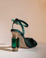 Blythe Velvet Vintage Sandals In Green