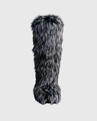 Dora Faux Fur Thigh Boots In Black & Grey