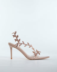 Ealar Rhinestone Leaf Slingback Sandals In Blush