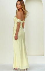 Ella Light Yellow Off Shoulder Formal Maxi Dress