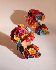 Fadwa 3D Flower Sandals In Multicolor
