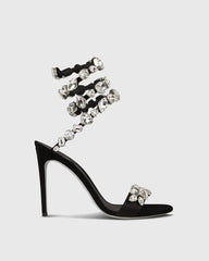 Filide Rhinestone Embellished Lace Up Sandals In Black