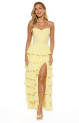 Georgie Yellow Ruffle Maxi Dress - PRE ORDER