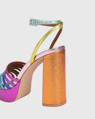 Lilly Rainbow Platform Sandals In Hot Pink