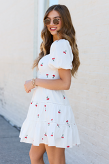 Cherry To My Cola Embroidered Ivory Dress