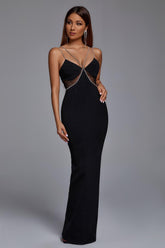 SPARKLY RHINESTONE SPAGHETTI STRAP MERMAID MAXI DRESS