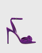 Tania Ruched Bow Velvet Sandals In Purple
