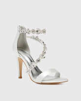 Teofila Rhinestone Satin Sandals In Ivory