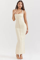 ecru halter maxi dress