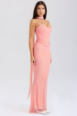 CASSIA CORSET MAXI DRESS-PINK