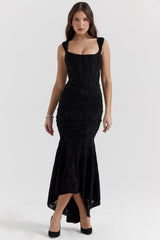 Alyia Rose Pink Floral & Black Maxi Dress