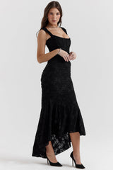 Alyia Rose Pink Floral & Black Maxi Dress