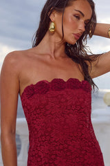JESSICA FLORAL DETAIL MAXI DRESS - CHERRY