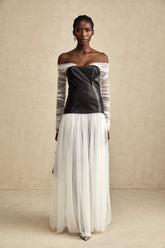 CHIC OFF SHOULDER MESH MAXI DRESS