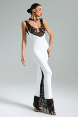 MARIAN GORGEOUS DEEP V NECK MAXI DRESS