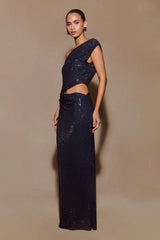 ALLURE SPARKLE CUTOUT MAXI WEDDING DRESS-BLUE