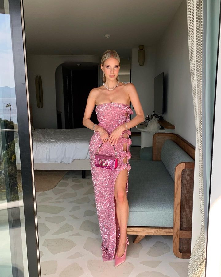 Elira Strapless Sequined Bow Maxi Dress