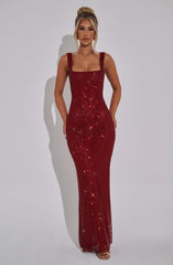 ALLURE SPARKLE MAXI DRESS-RED