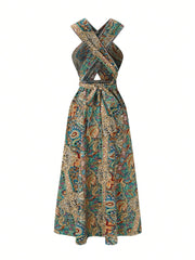 Yellana Halter Neck Slit Maxi Vacation dress