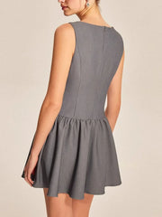 Round Neck Sleeveless Ruffled Mini Dress