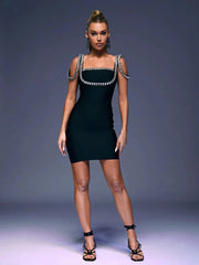 Dessa Beaded Black Mini Dress
