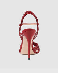 Asia Woven Leather Sandals In Red