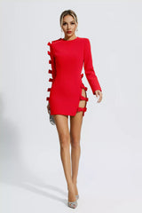 Asymmetric Cutout Hollow Bow Mini Dress