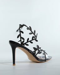 Ealar Rhinestone Leaf Sandals In Black