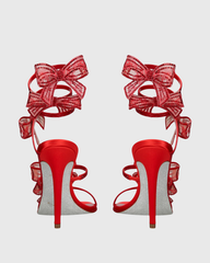 Elisa Bow Snake Sandals In Red
