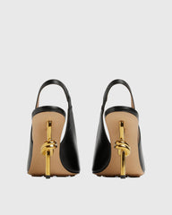 Fiamma Leather Metal Knot Sandals In Black