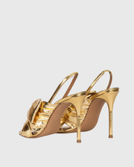 Jiana Ruch Metallic Bow Slingback Sandals In Gold