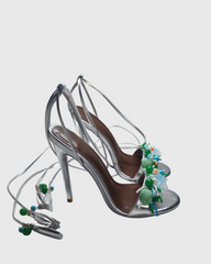 Melania Starfish Lace Up Sandals In Silver