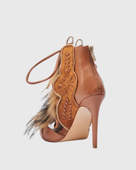 Sadiya Faux Fur Lace Up Sandals In All Brown