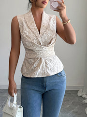 Flower Ruched Sleeveless Tank