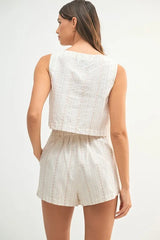 MABLE Square Neck Crop Top and Shorts Set