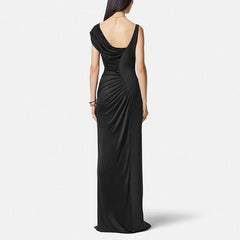 Eleg Satin Maxi Dress-Black