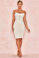 CHIC ELEGANT CORSET MINI DRESS-WHITE