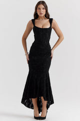 Alyia Rose Pink Floral & Black Maxi Dress