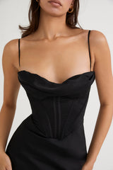 Elegant Corset Maxi Dress-Black