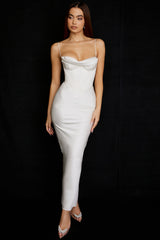 Elegant Corset Maxi Dress-White