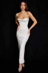 Elegant Corset Maxi Dress-White